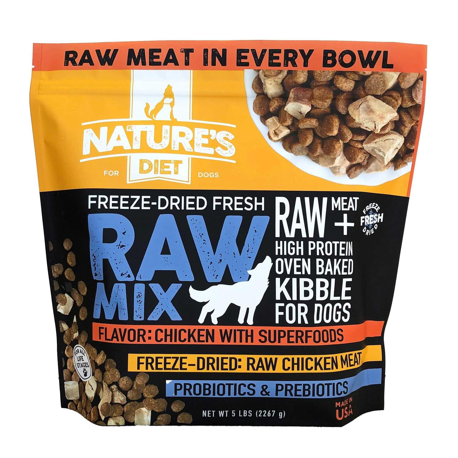 Nature’s Diet Raw Mix Kibble Chicken Liver Inclusions Freeze Dried-Dog Food
