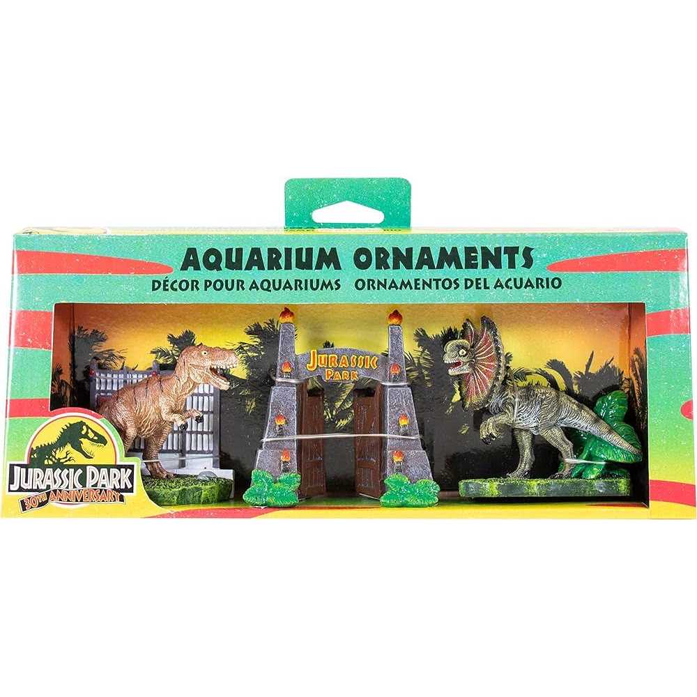 Penn-Plax Jurassic Park Officially Licensed 3-Piece Aquarium Ornament Bundle Small