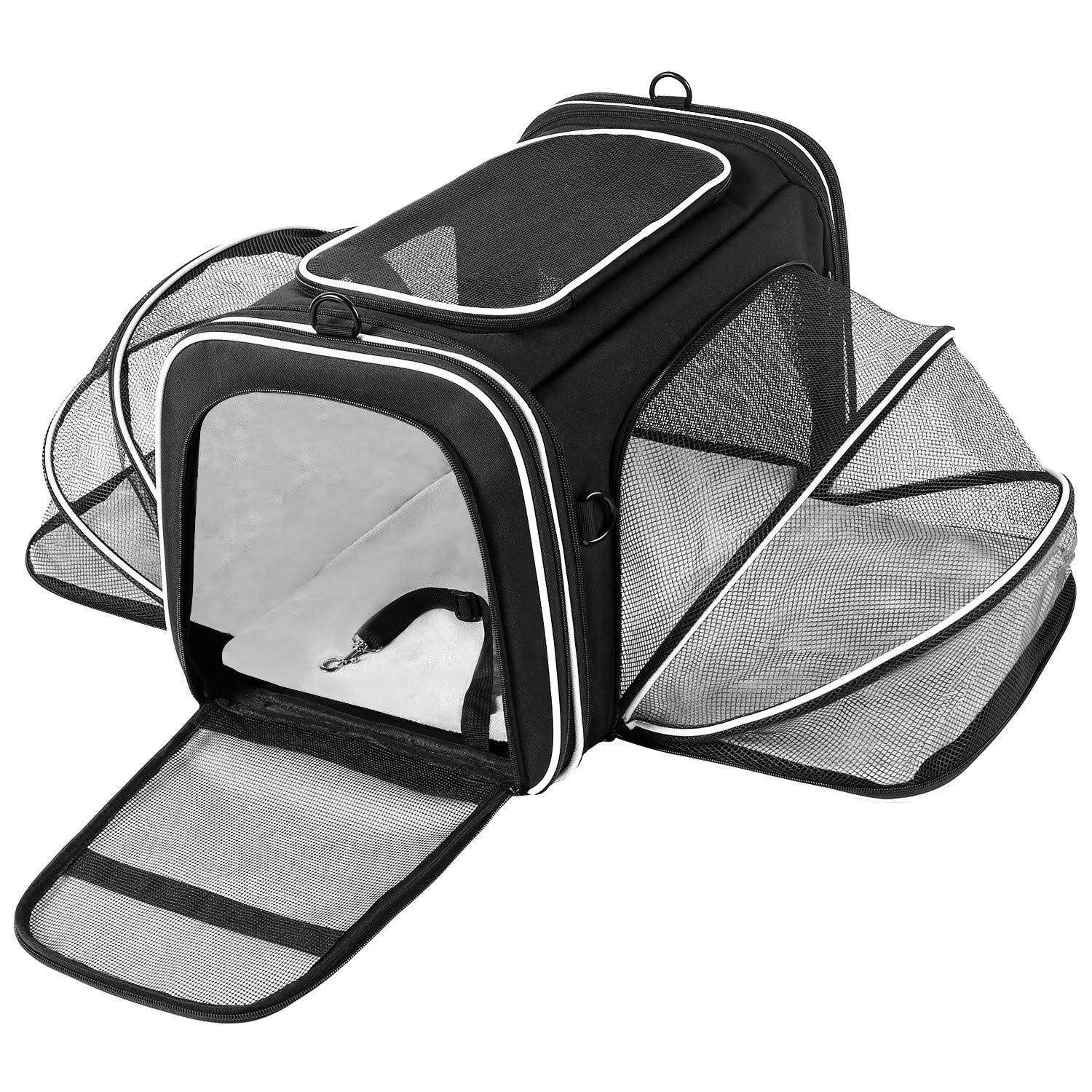 MASKEYON TSA Airline Approved Soft Sided Pet Carrier 4 Expandable Large Travel Carrier Collapsible with 3 Removable Washable
