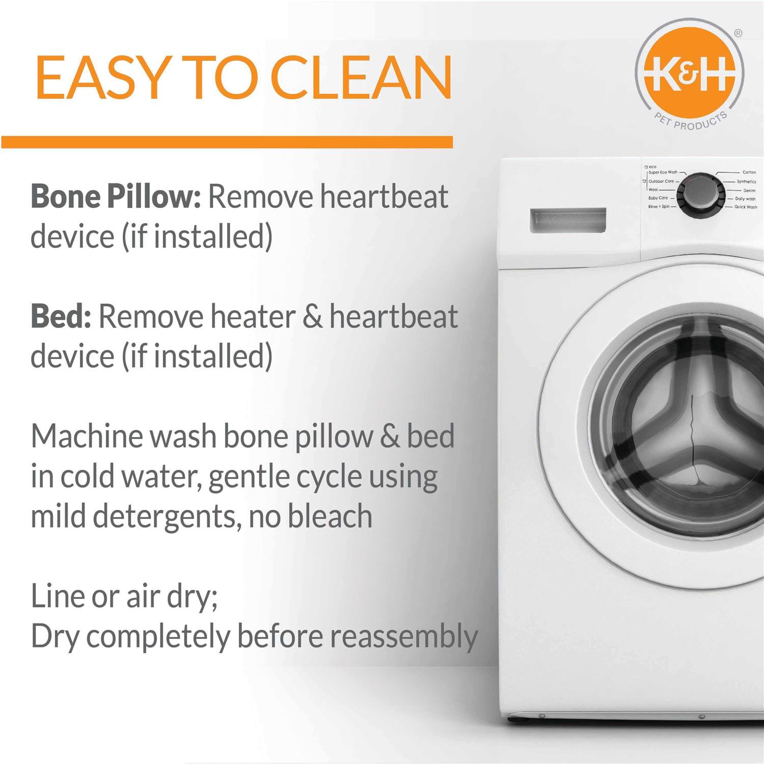 K&H Mother’s Heartbeat Heated Puppy Pet Bed with Bone Pillow