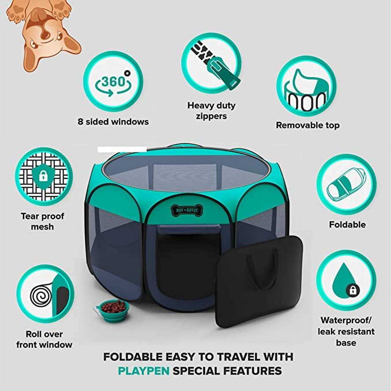 Ruff ‘n Ruffus Porle Foldable Pet Playpen + Free Carrying Case + Free Travel Bowl