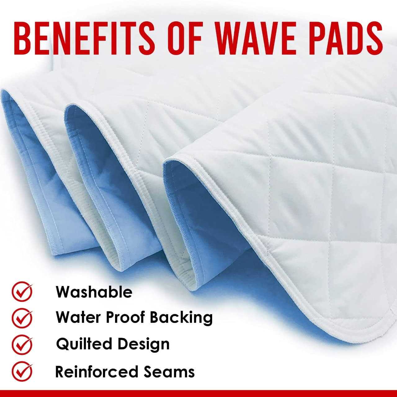 Wave Washable Underpads Pack of 4 Large Bed Pads 34 x