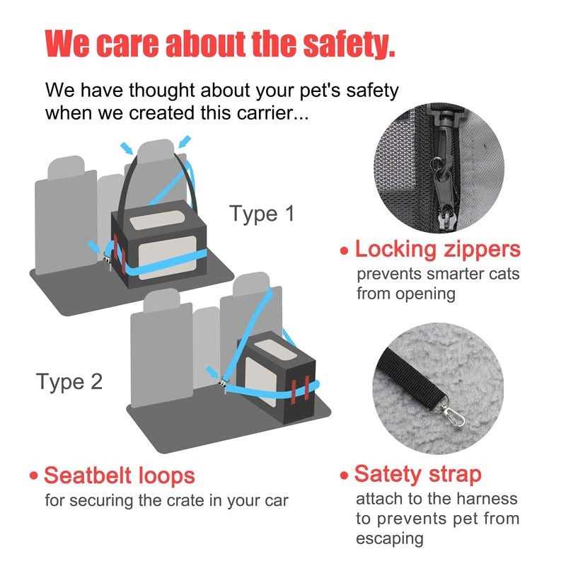 Prutapet Large Cat Carrier Soft-Sided Portable Pet Crate for Car Traveling with Collapsible Litter Box and Bowl