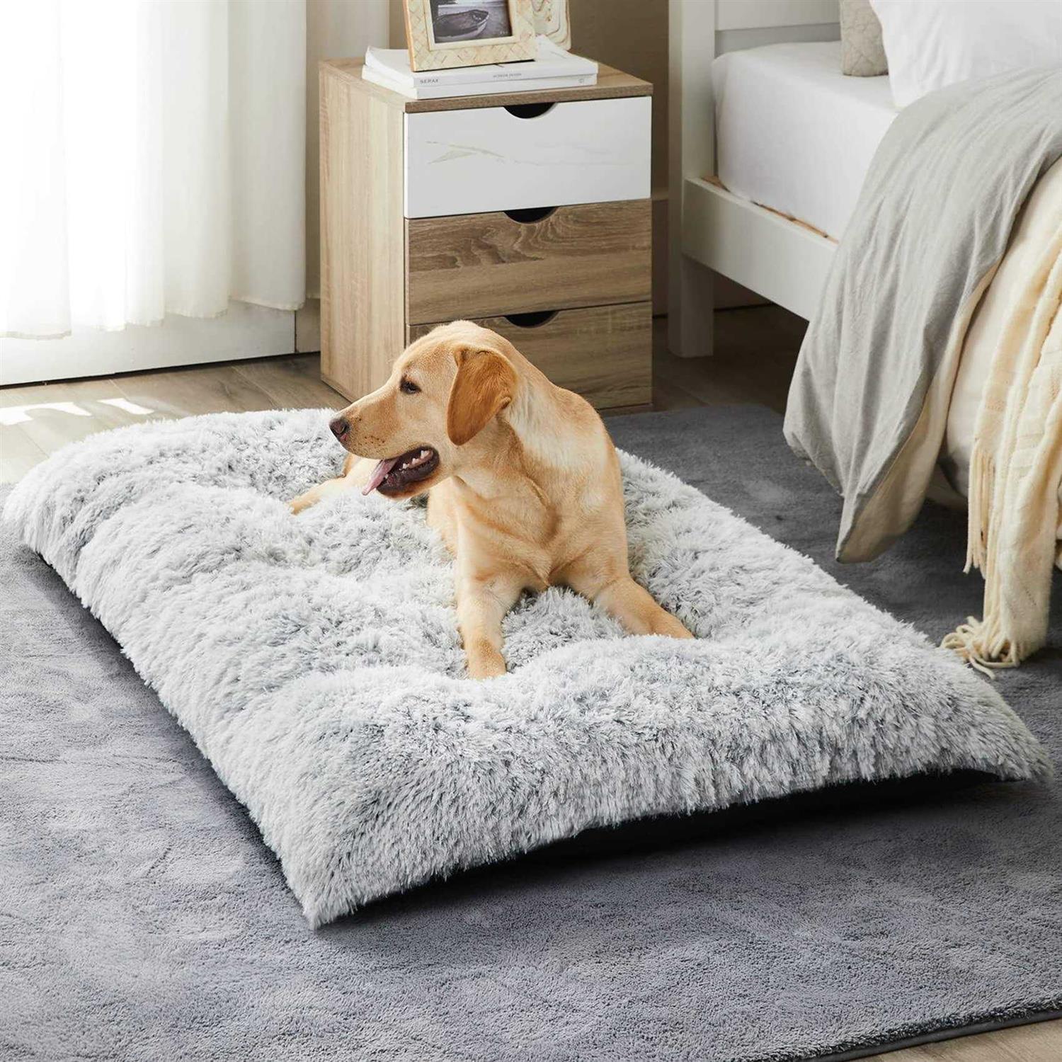 BFPETHOME Dog Beds for Large Dogs Plush Dog Crate Bed Fluffy Cozy Kennel Pad for Sleeping &Ease Anxiety