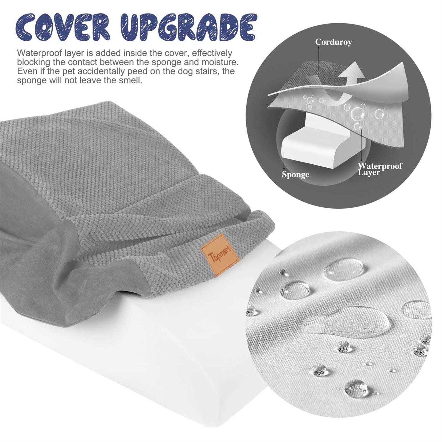 Topmart High Density Foam Dog Ramp&Steps 2 Tiers High,Non-Slip Dog Stairs,Soft Foam Dog Ladder Best for Dogs