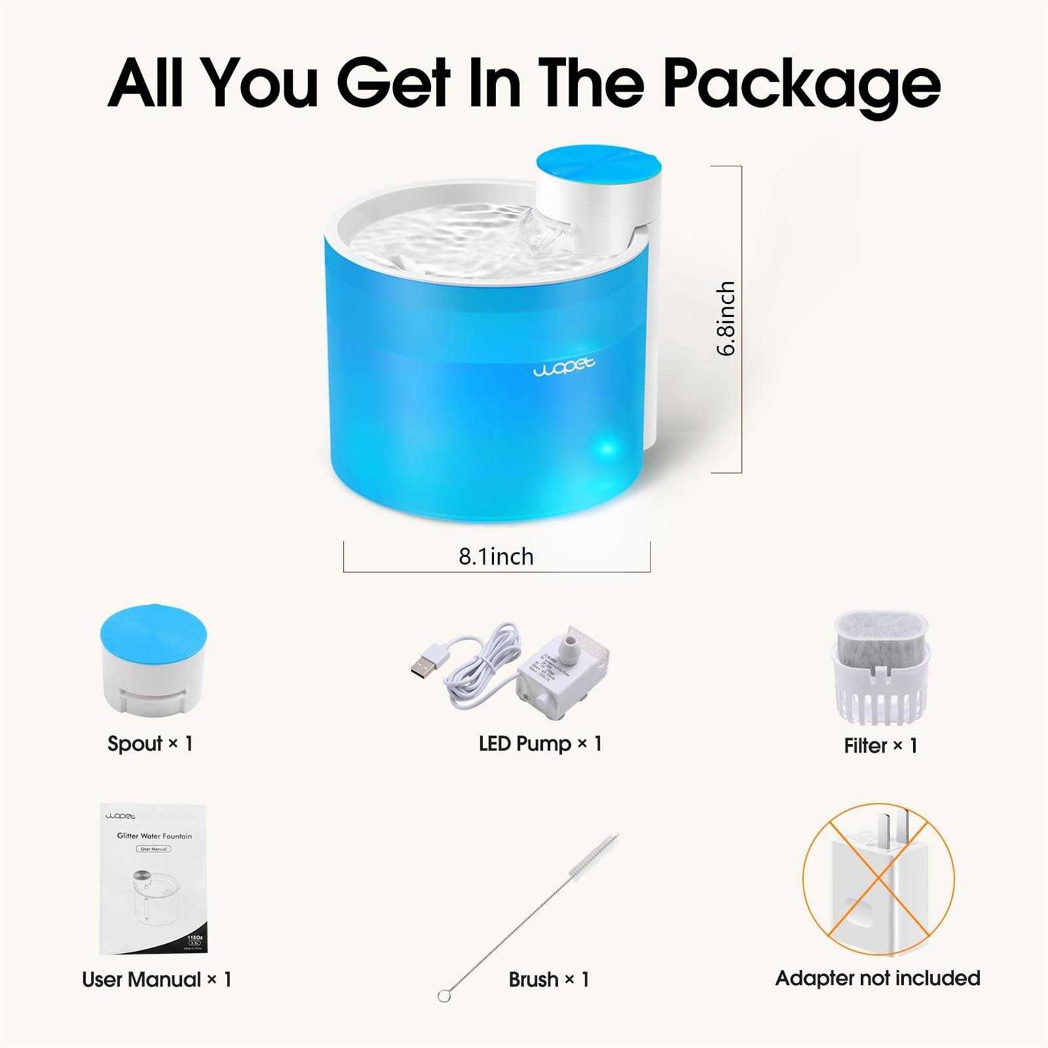 Wopet Pet Dog Cat Water Fountains Dispenser