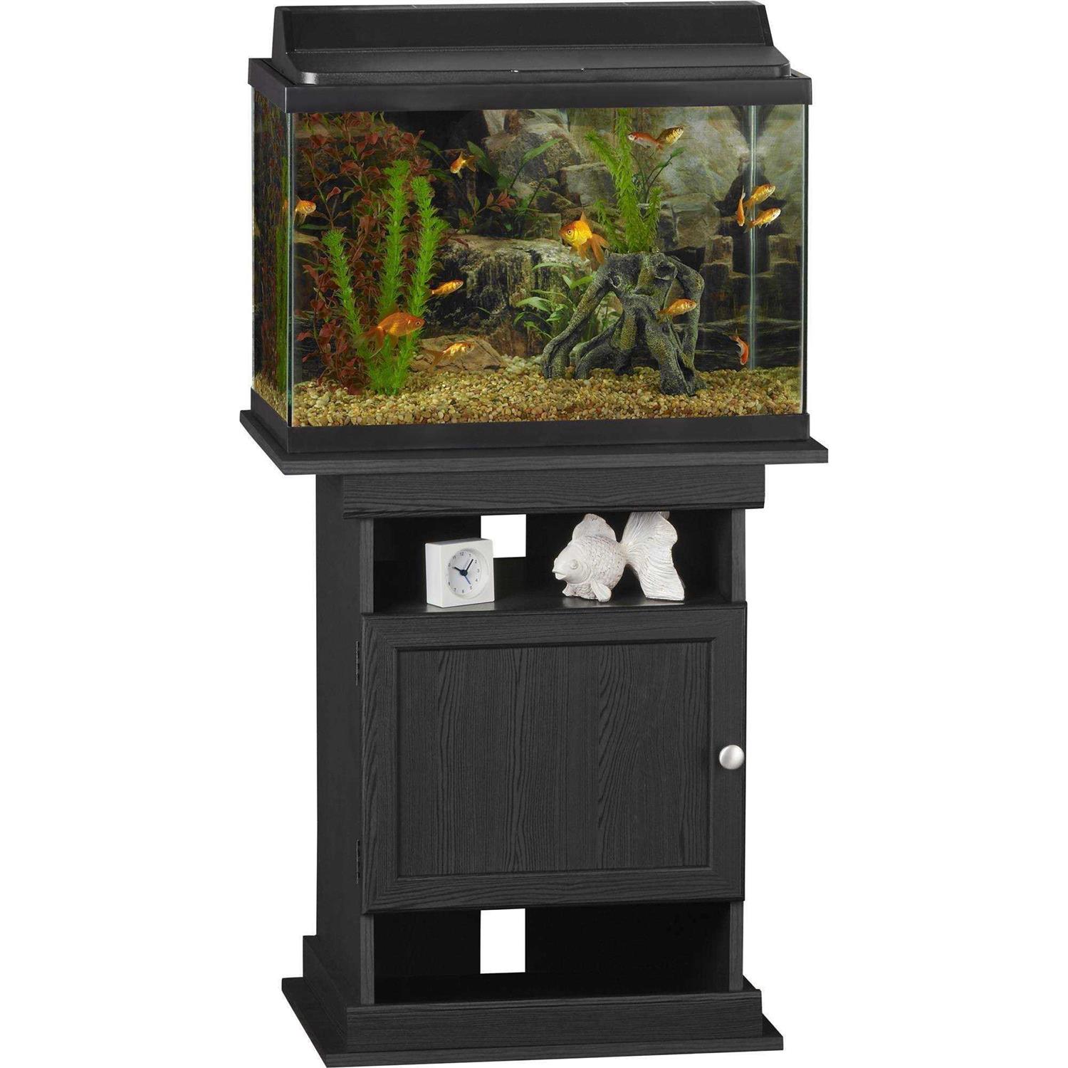 Ollie & Hutch Flipper 10/20 Gallon Aquarium Stand with Storage Black