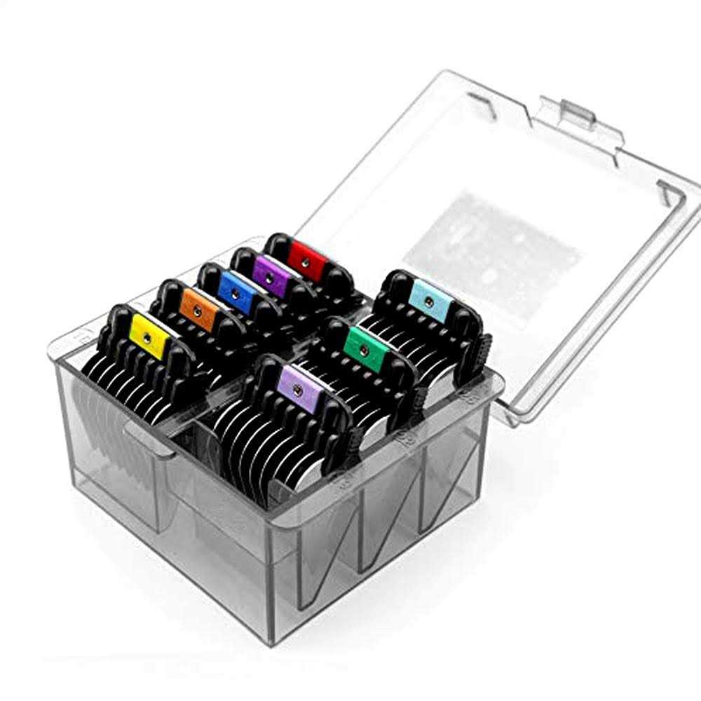 Shernbao Professional Animal Stainless Steel Clip Attachment Guide Comb Set for A5 style Detachable Blade Pet, Dog, Cat, and Horse Clippers