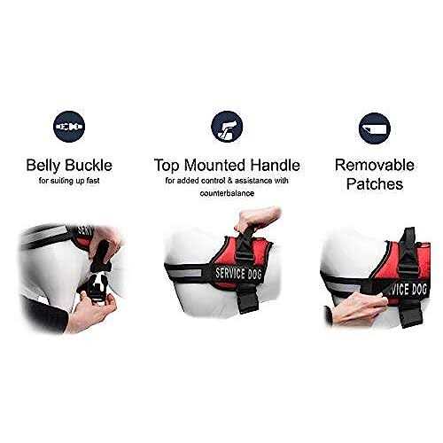 Industrial Puppy Service Dog Vest with Hook and Loop Straps and Detachable Backpacks Harnesses in 7 Sizes from XXS to XXL