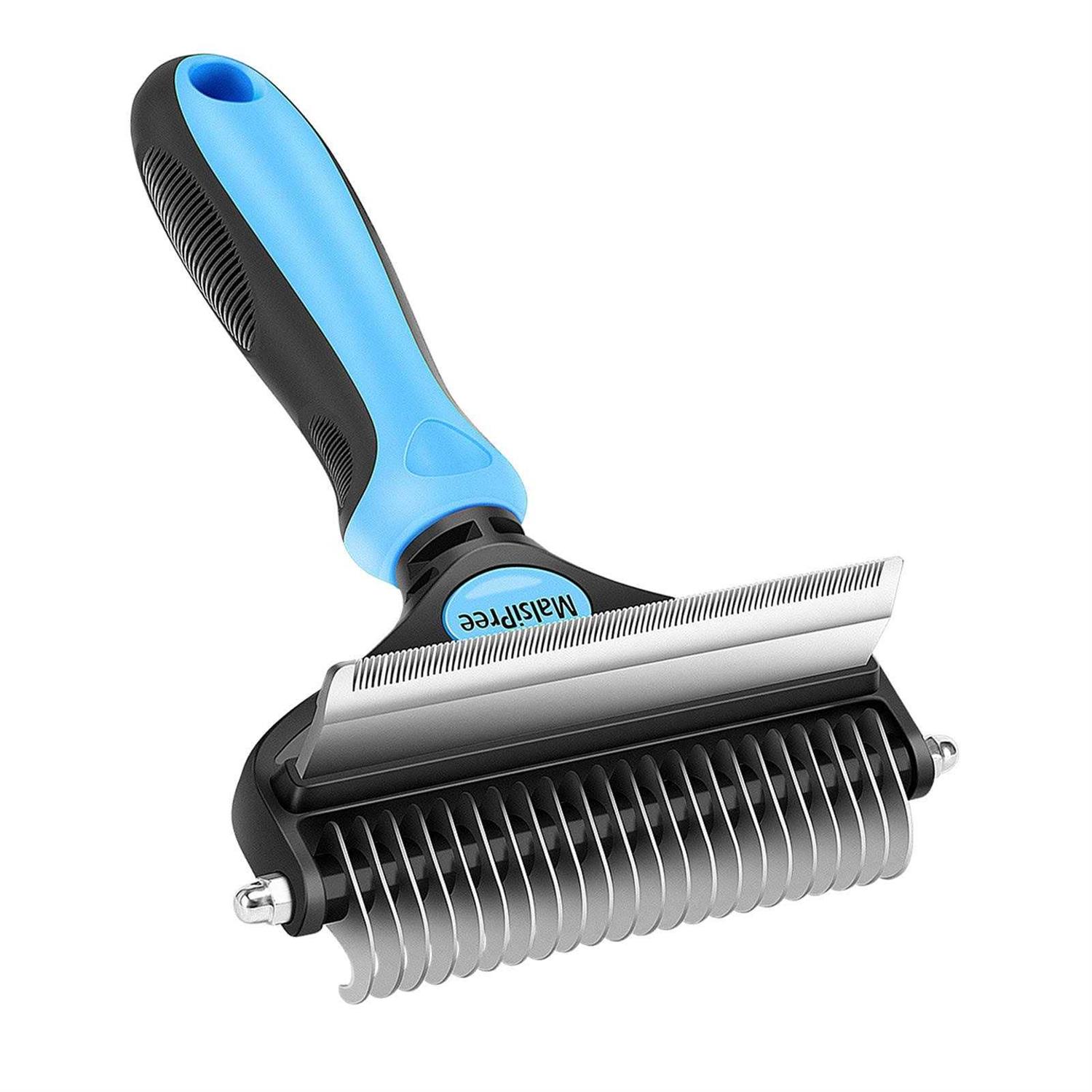 MalsiPree Grooming Brush for Shedding 2 in 1 Deshedding Tool and Undercoat Rake for Long and Short Haired