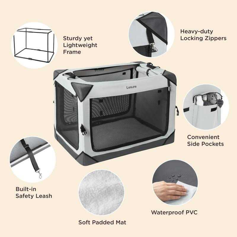LE SURE Lesure Collapsible Dog Crate Portable Dog Travel Crate Kennel Dog