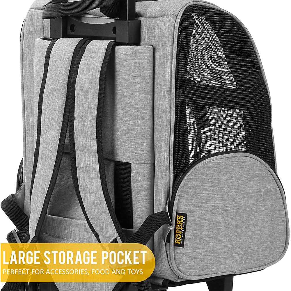 Kopeks Deluxe Backpack Pet Travel Carrier with Double Wheels