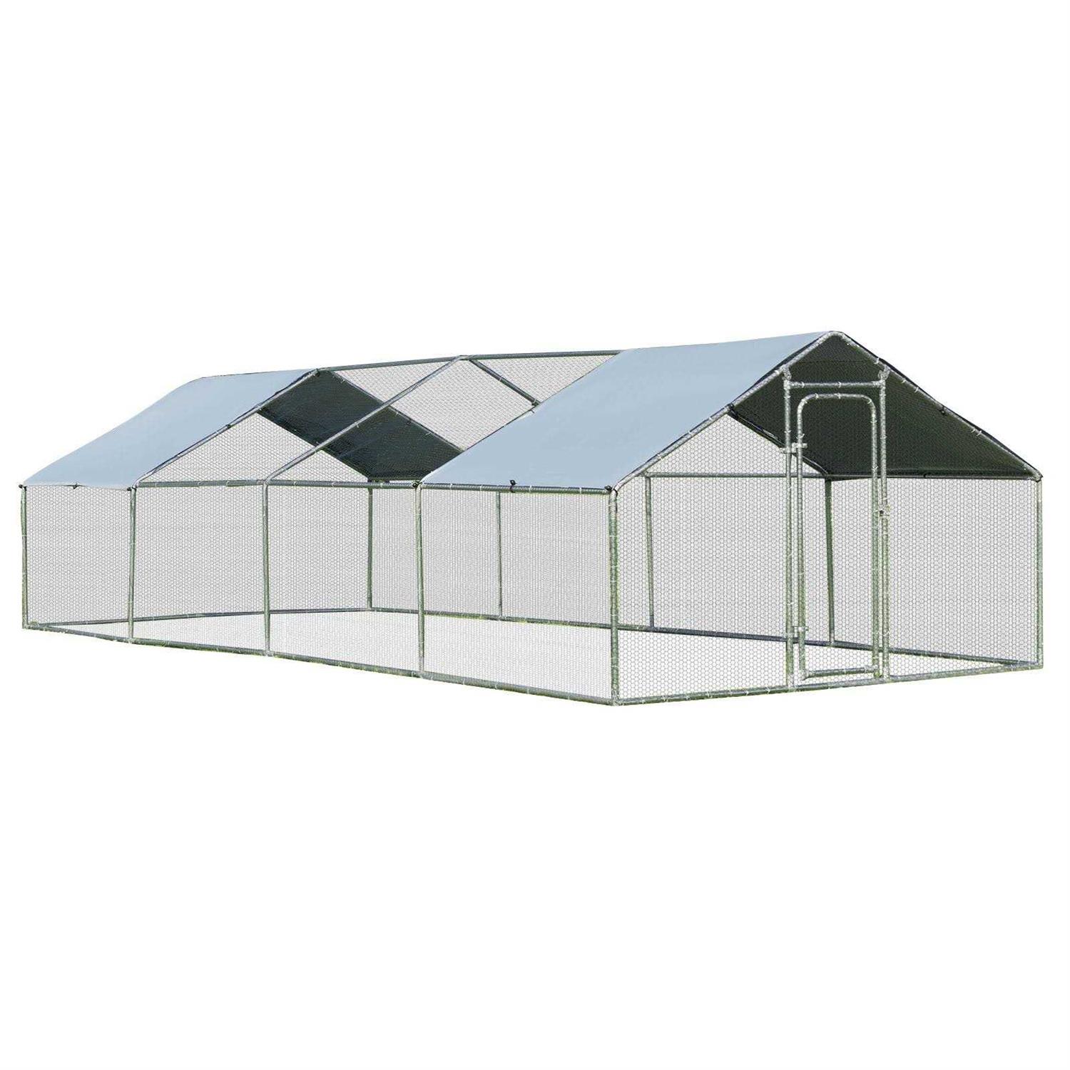 Costway 26.2 x 9.5 ft Large Walk-in Chicken Coop with Roof Cover