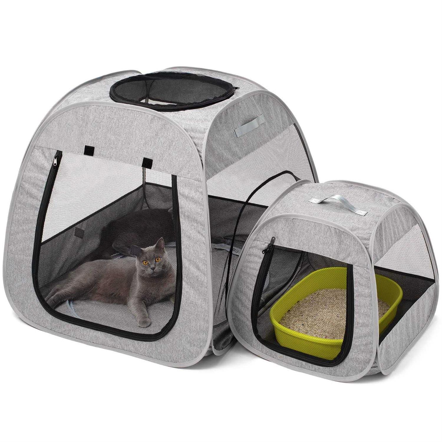 Tenrai Portable Cat Playpen, Trapezoidal Design for Better Standing, Foldable Pet Tent for Indoor and Outdoor Use of Kitten and Puppy