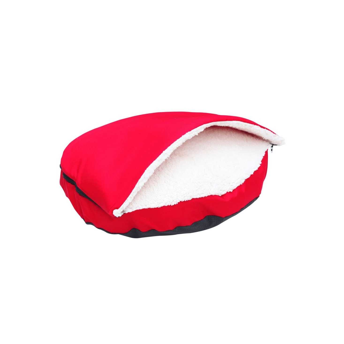 Long Rich Durable Oxford to Sherpa Pet Cave and Round Pet Bed, 25, with Removable Top and Insert
