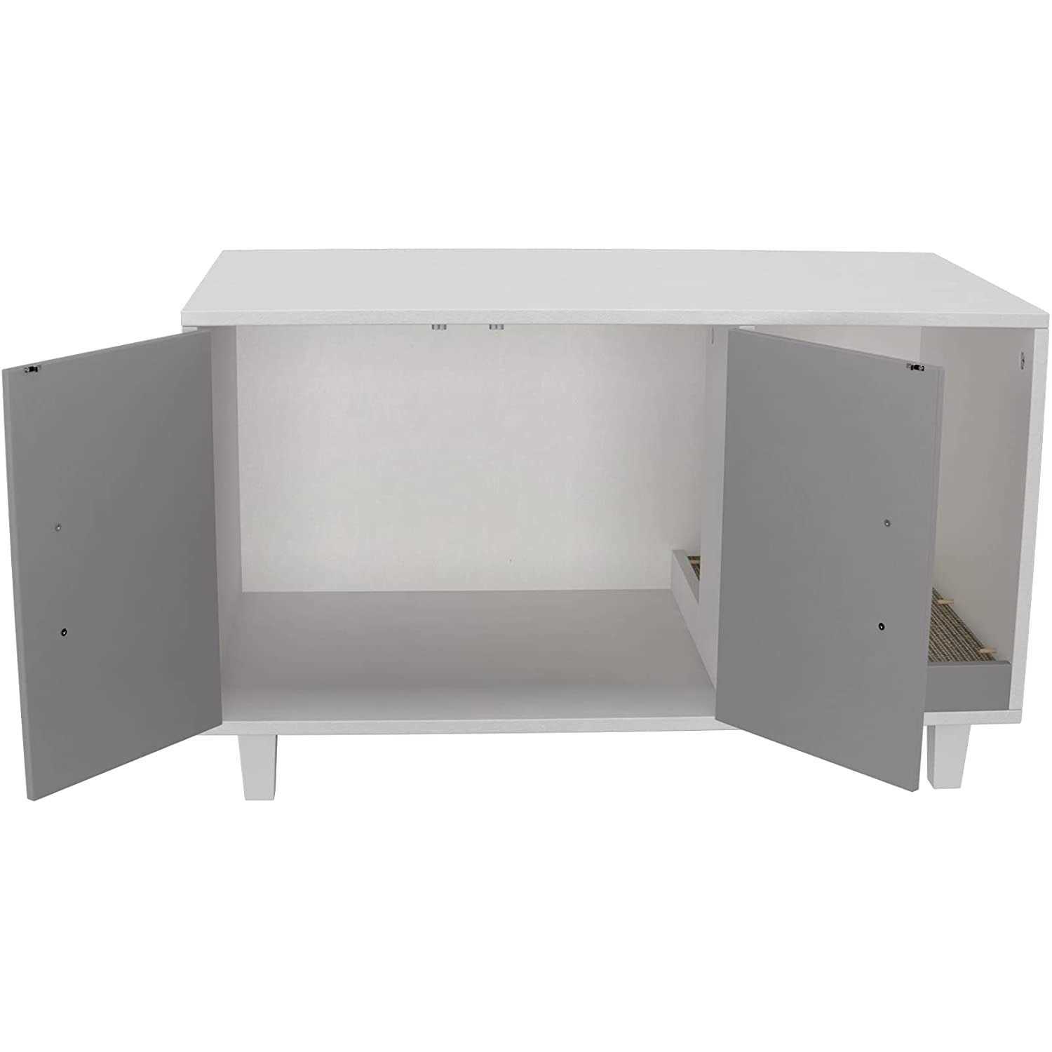 GDLF Pet Crate Cat Washroom Hidden Litter Box Enclosure as Table Nightstand with Scratch Pad,Stackable