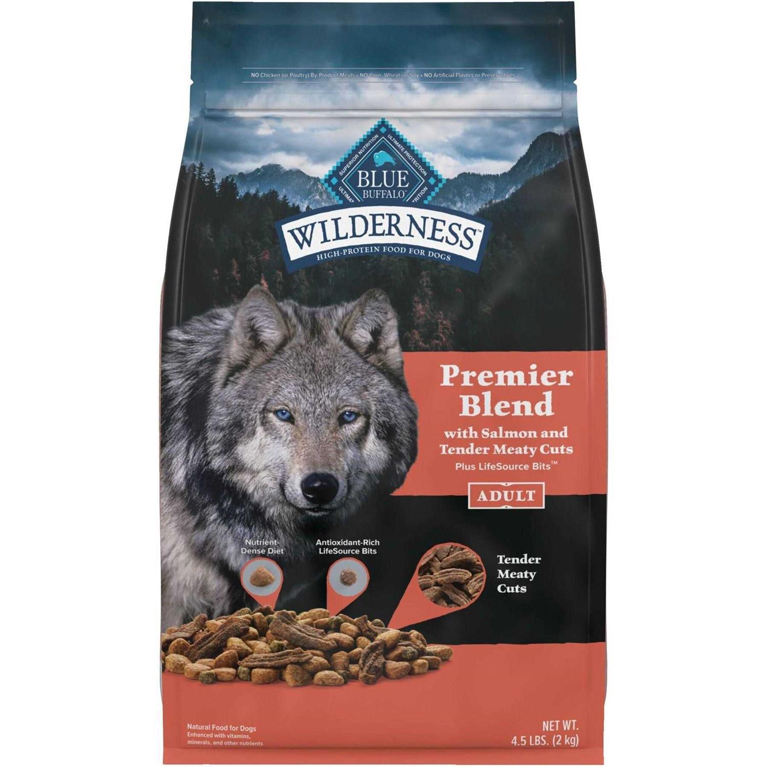 Blue Buffalo Wilderness Premier Blend Adult Natural Meaty Cuts Salmon Dry Dog Food