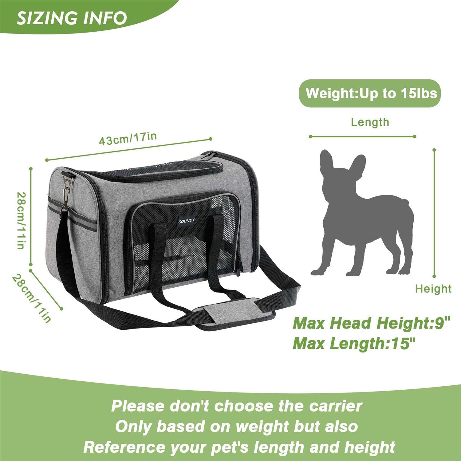 Soundy Dog Carrier Cat Carriers Airline Approved Pet Carrier for Small Medium Dogs Cats Puppies Collapsible Soft Sided Travel Puppy car