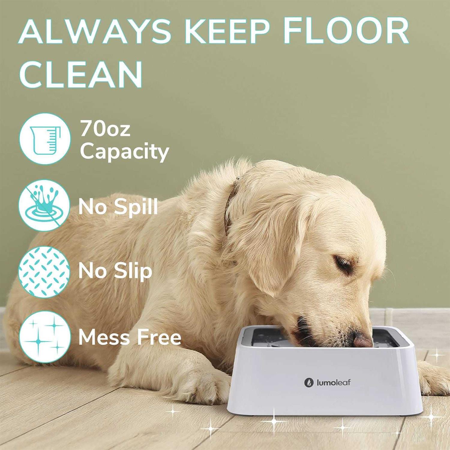 LumoLeaf Dog Water Bowl Pet Slow Water Feeder Bowl No Spill Dog Bowl