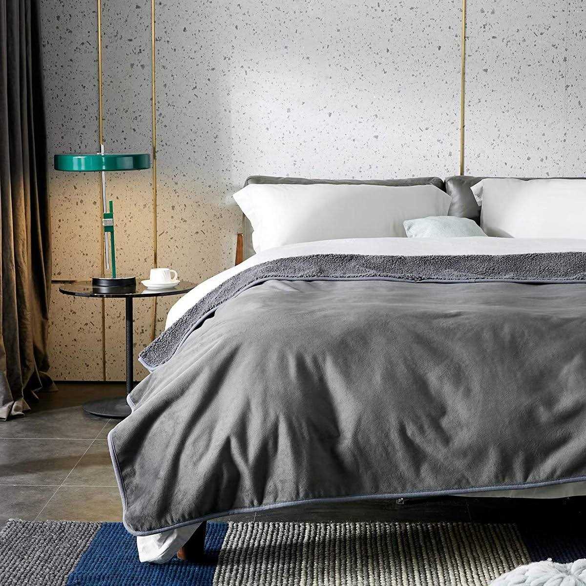 Grey Sherpa Waterproof & Leakproof Dog Blanket by allisandro Petproof Cover for Sofa