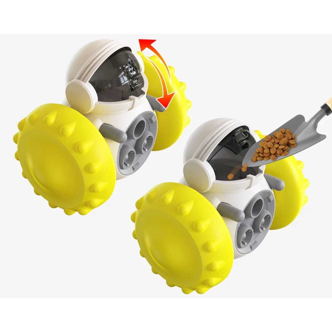 Piggy Poo and Crew Robot Shaped Treat Dispenser Push Toy Game for Your Pet