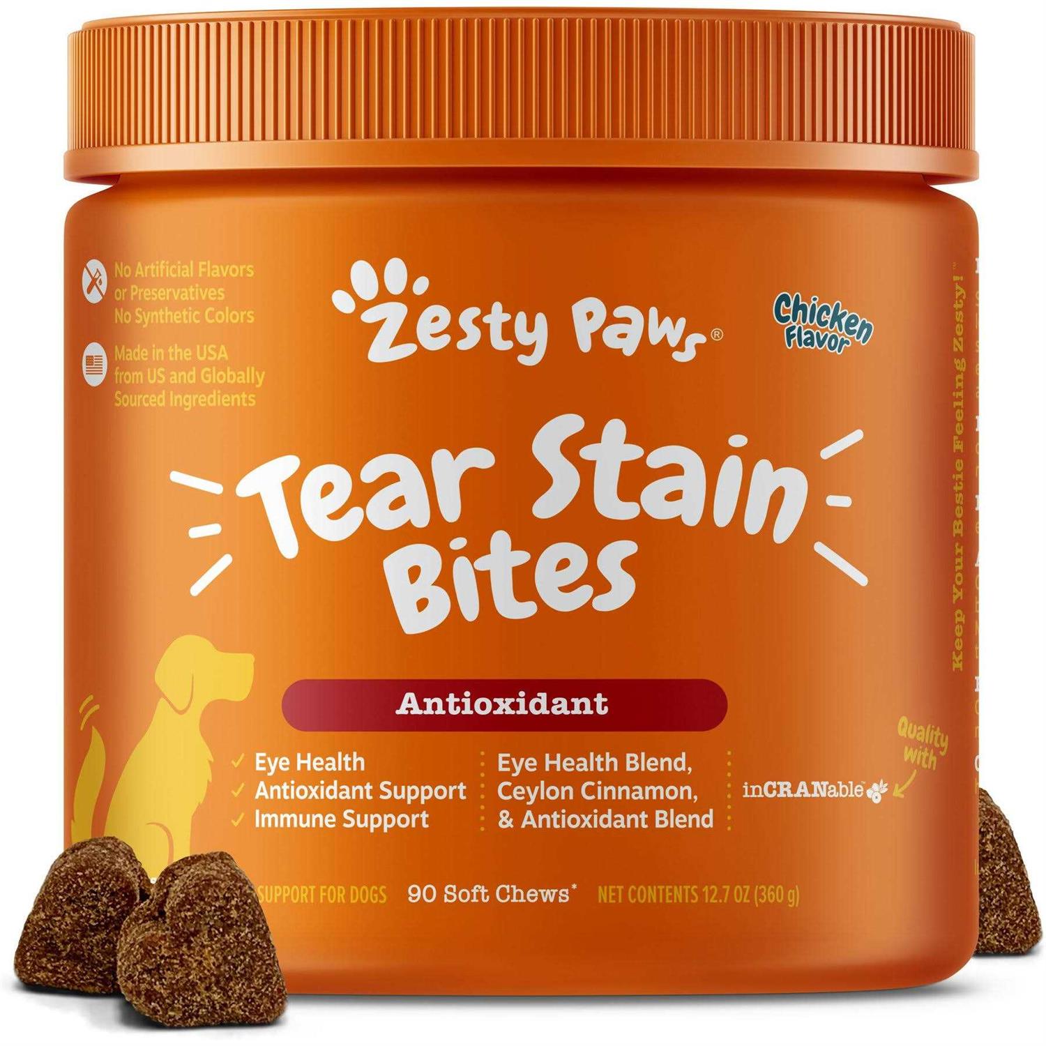 Zesty Paws Chicken Tear Stain Bites Soft Chews for Dogs
