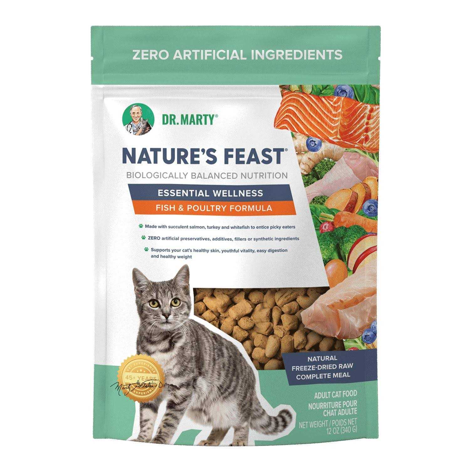 Dr. Marty Nature’s Feast Essential Wellness Fish & Poultry Freeze Dried Raw Cat Food