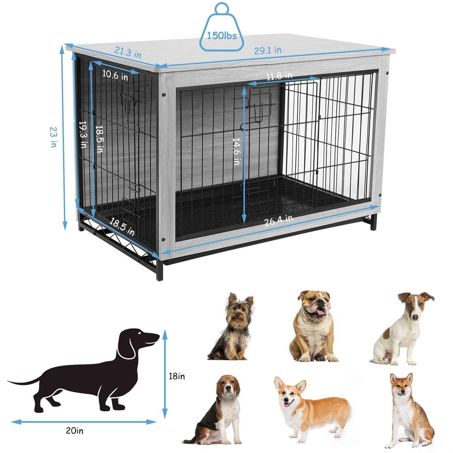 Pirecart Dog Crate Furniture Wooden Dog Kennel End