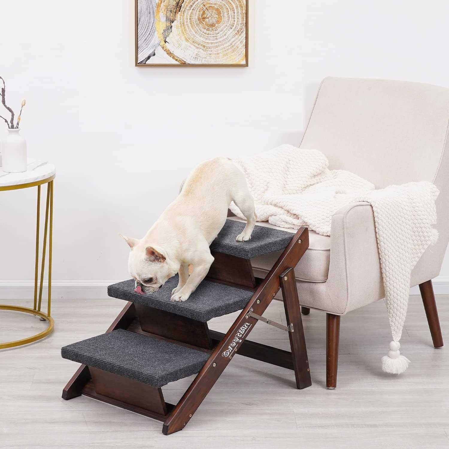 Sweetbin Wooden Pet Stairs/Pet Steps for All Dogs and Cats Up to 150Lbs