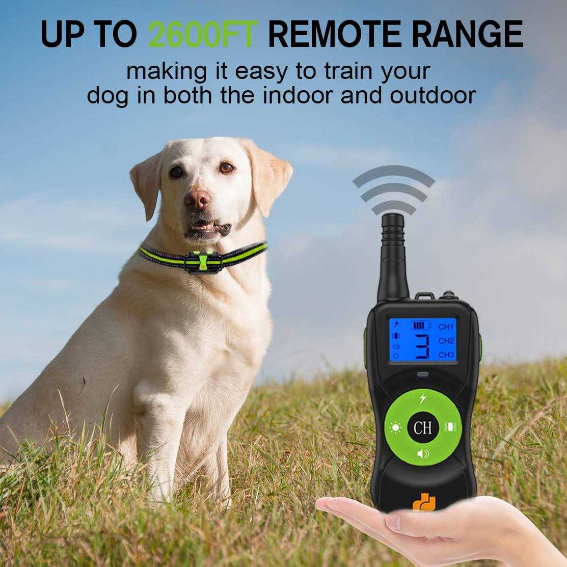 Groovypets Three-Dog Kit 800 Yard Waterproof Long-Life Rechargable Remote Dog Training Shock Collar System