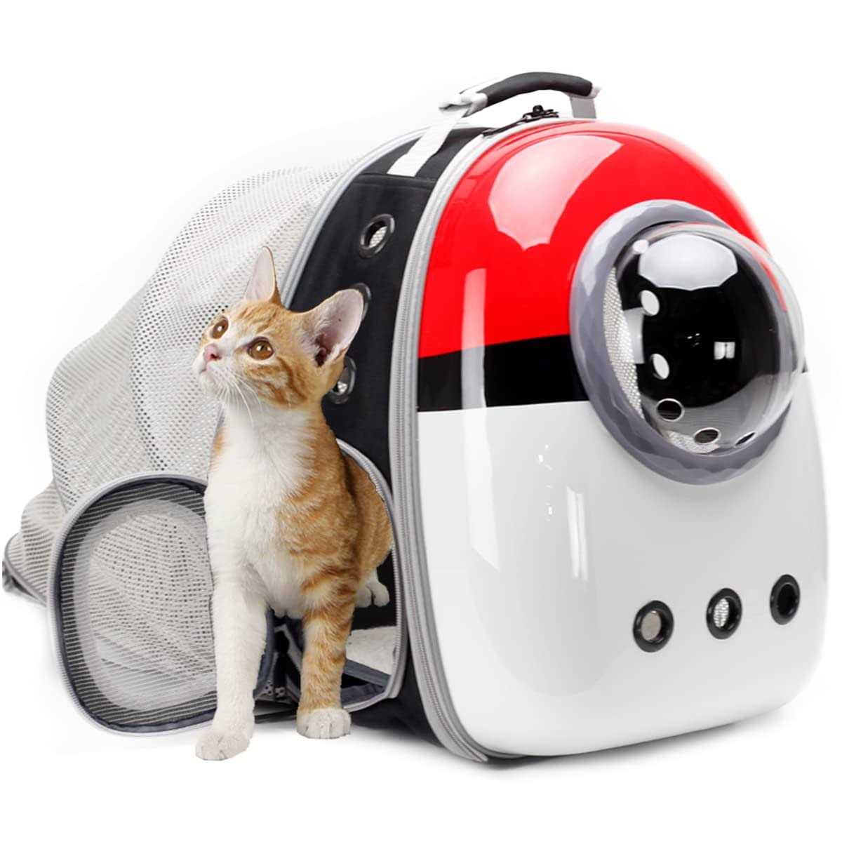 halinfer Front Expandable Cat Backpack Carrier, Fit up to 20 lbs, Space Capsule Bubble Window Pet Carrier Backpack for Large Fat Cat and Small Puppy