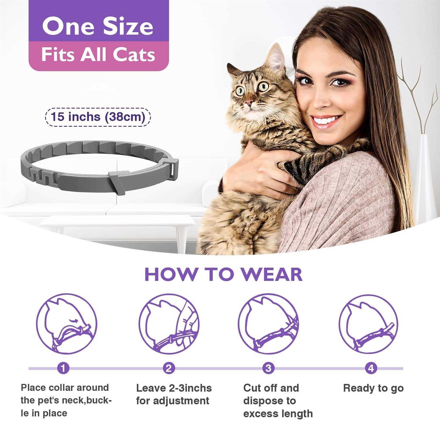 Tcllka 3 Pack Calming Collar Efficient Relieve Reduce Anxiety Stress Pheromones Calm Relaxing Comfortable Breakaway