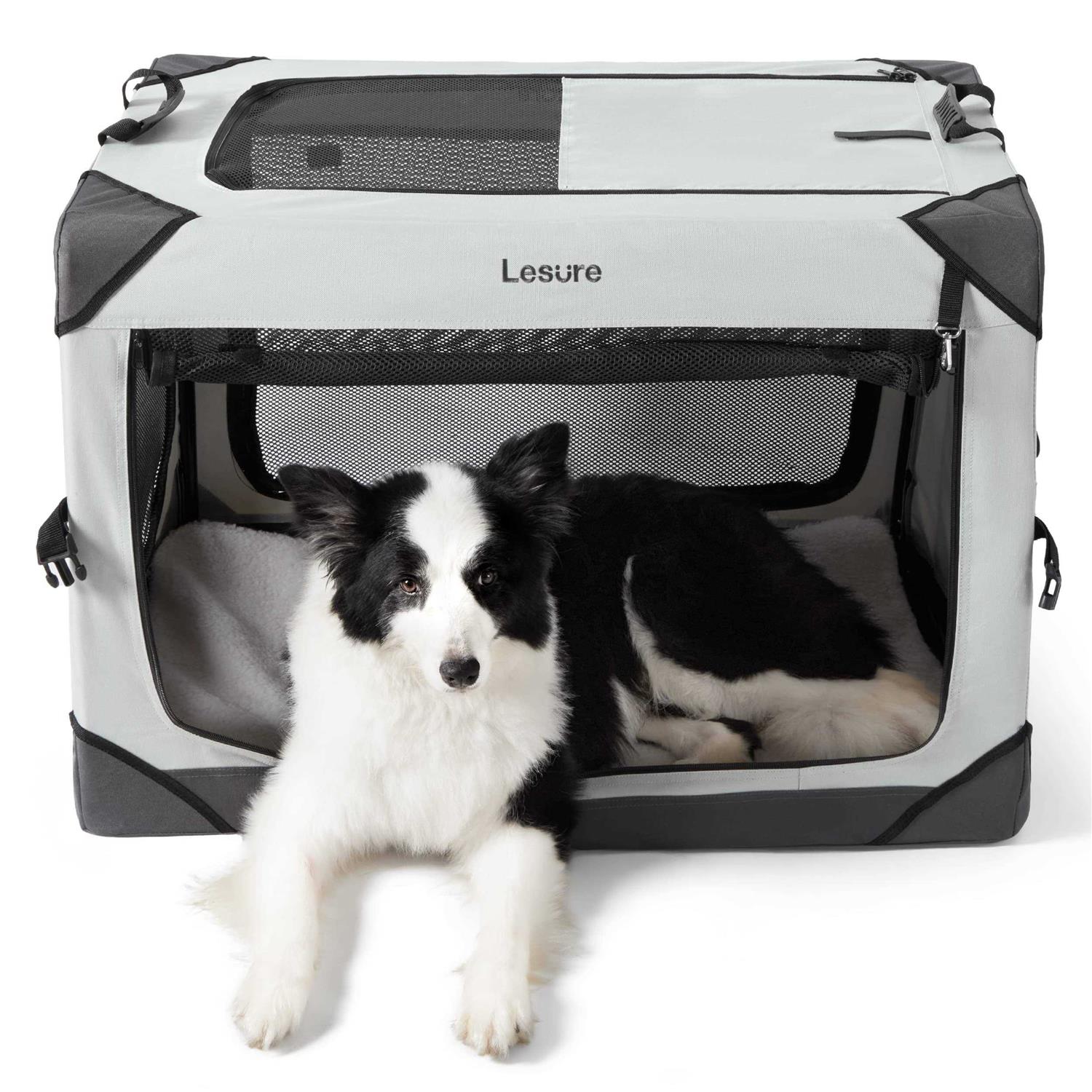 LE SURE Lesure Collapsible Dog Crate Portable Dog Travel Crate Kennel Dog