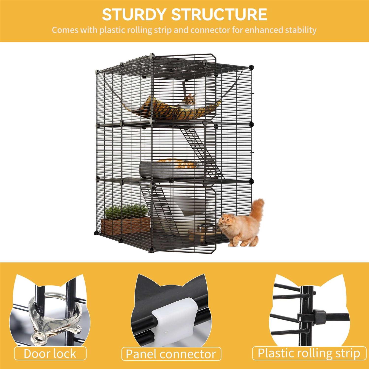 Dextrus Cat Cage Cat Enclosures Cat Kennel with Extra Large Hammock for 1-2 Cats