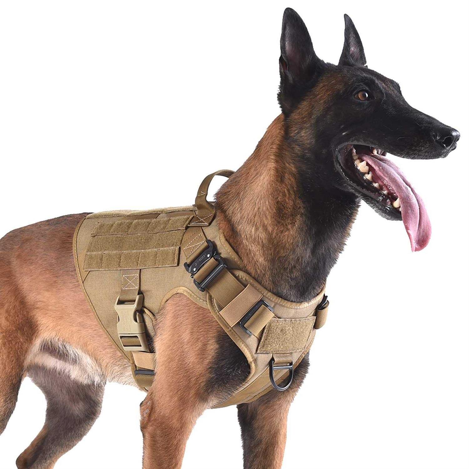 Icefang Tactical Dog Harness Size,2X Metal Buckle,Working Dog Molle Vest with Handle,No Pulling Front Leash Clip,Hook and Loop Panel