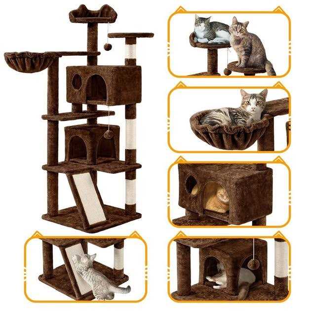 Yaheetech 57-in Plush Cat Tree & Condo