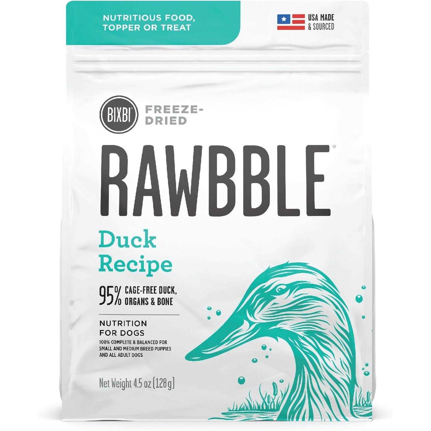Bixbi Dog Food Rawbble Freeze Dried Duck Recipe
