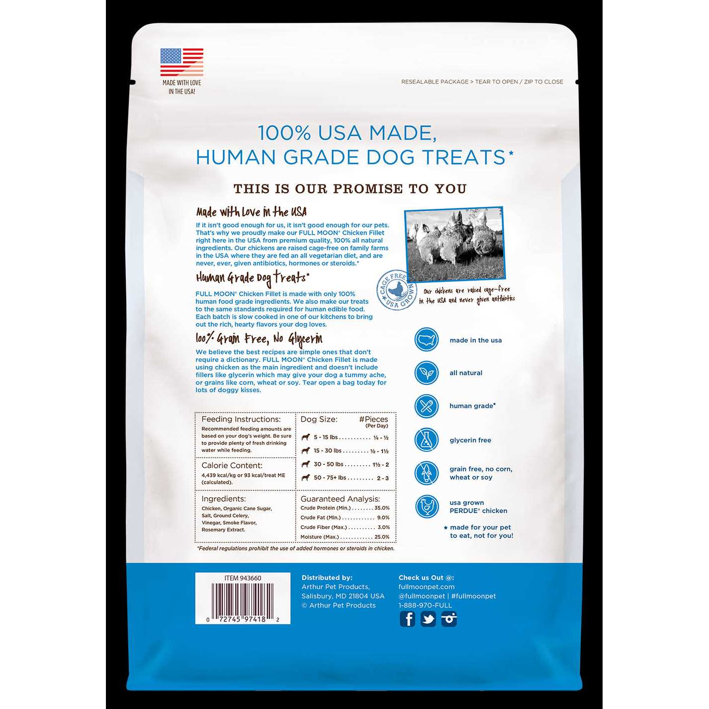 Full Moon Chicken Fillet Human-Grade Dog Treats 48 oz