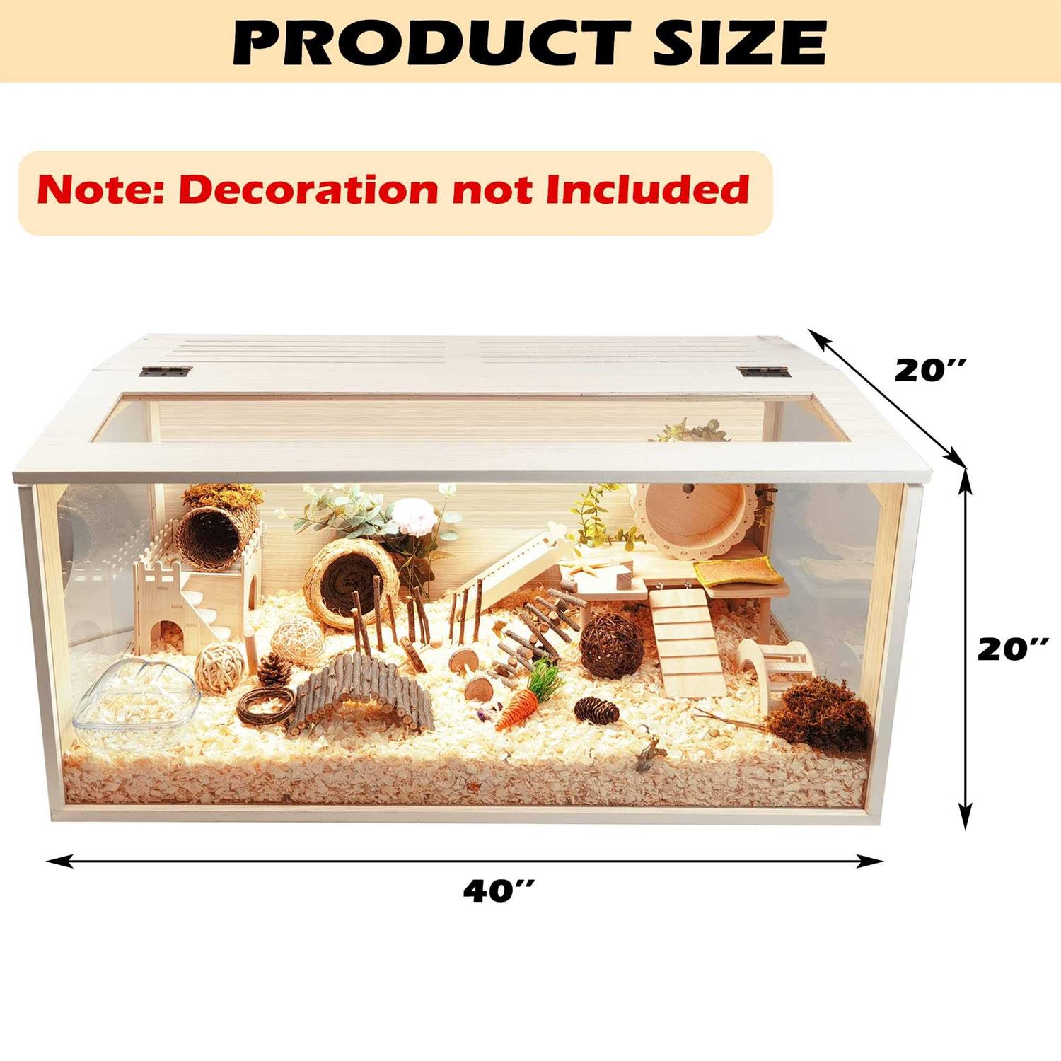Prolee Hamster Cage Wooden Mice and Rat Habitat Openable Top with Acrylic Sheets Solid Built