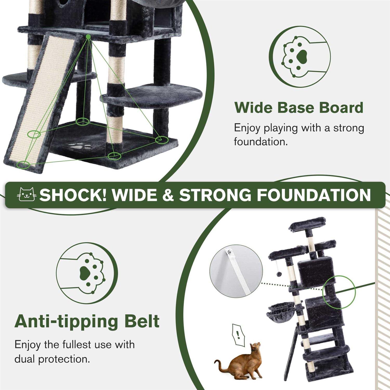 IMUsee 68 Inches Multi-Level Cat Tree for Large Cats/Big Cat Tower with Cat Condo/Cozy Plush Perches/Sisal Scratching