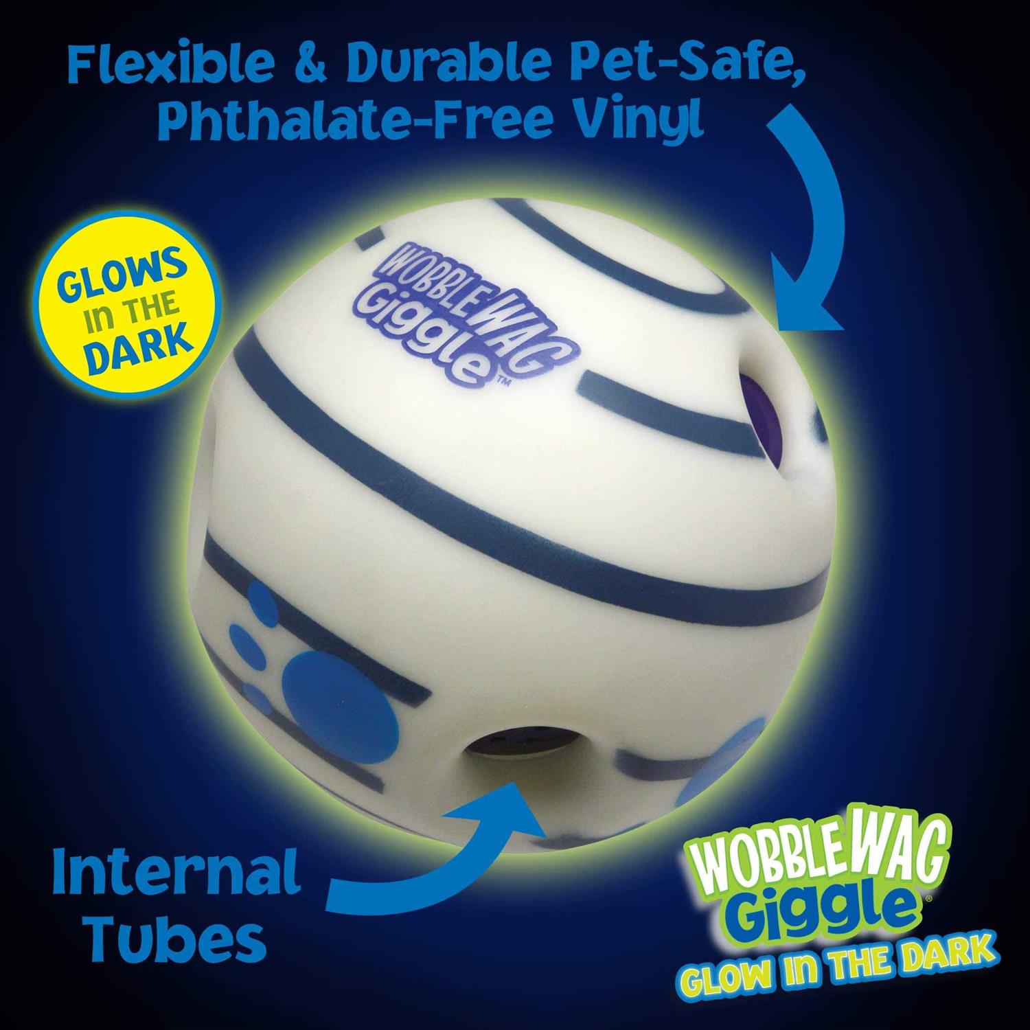 Wobble Wag Giggle Ball, Interactive Dog Toy, Fun Giggle Sounds When Rolled or Shaken