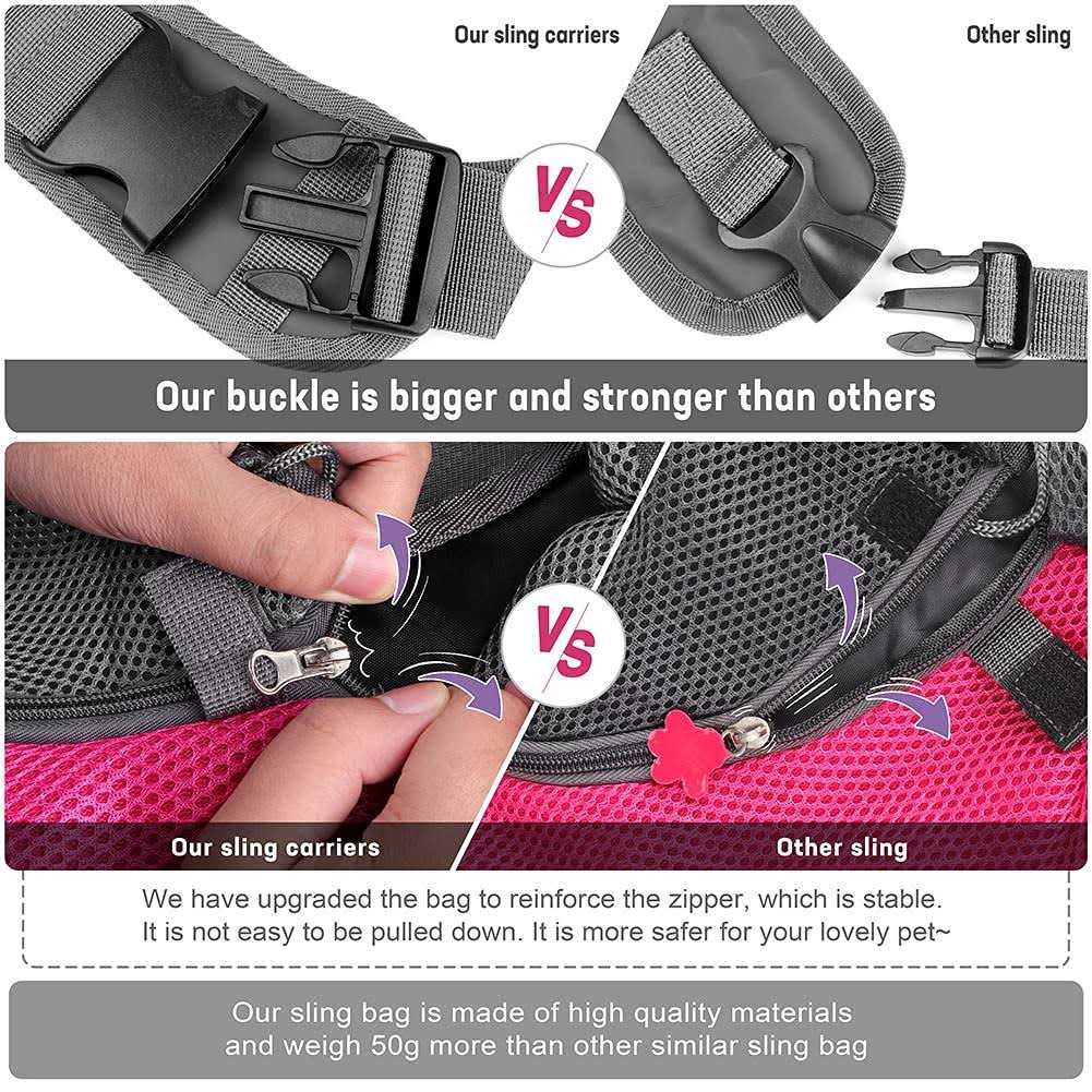 Yudodo Pet Dog Sling Carrier Breathable Mesh Travel Safe Sling Bag Carrier for Dogs Cats