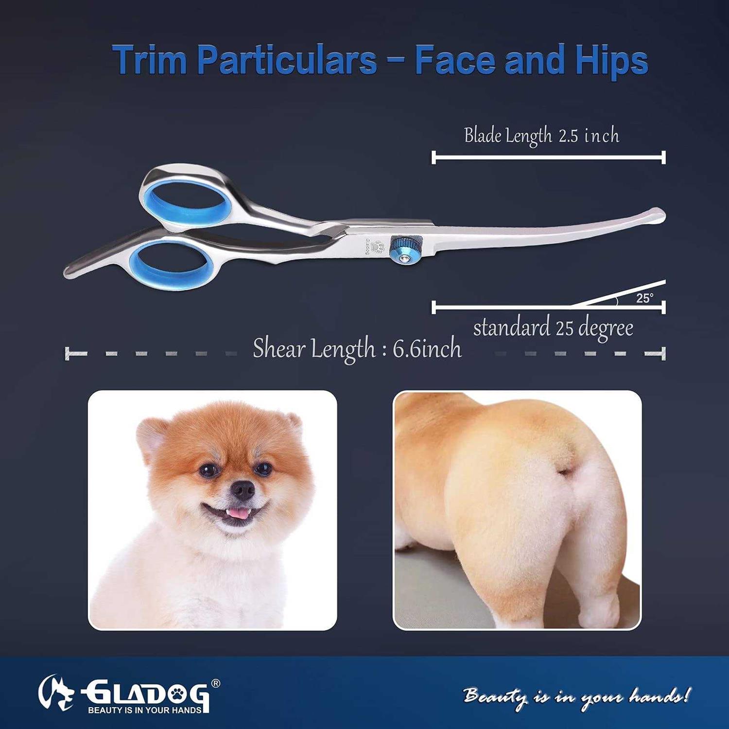 GLADOG Professional Dog Grooming Scissors Set, 4 in 1 Pet Grooming Scissors for dogs with Safety Round Tips, Sharp and Durable