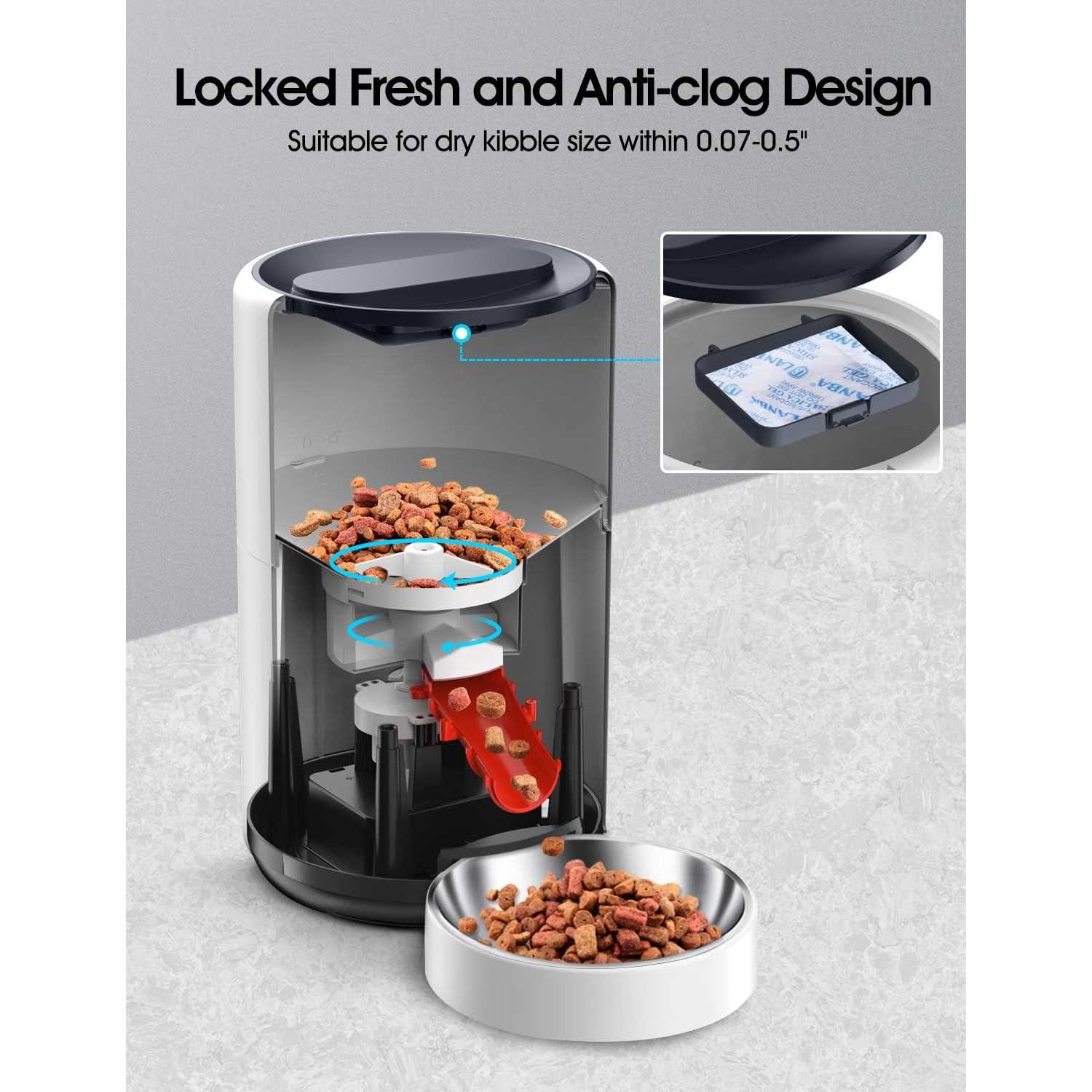 Wopet Automatic Dog Feeders Pet Feeder Cat Food dispenser With Stainless Steel Bowl