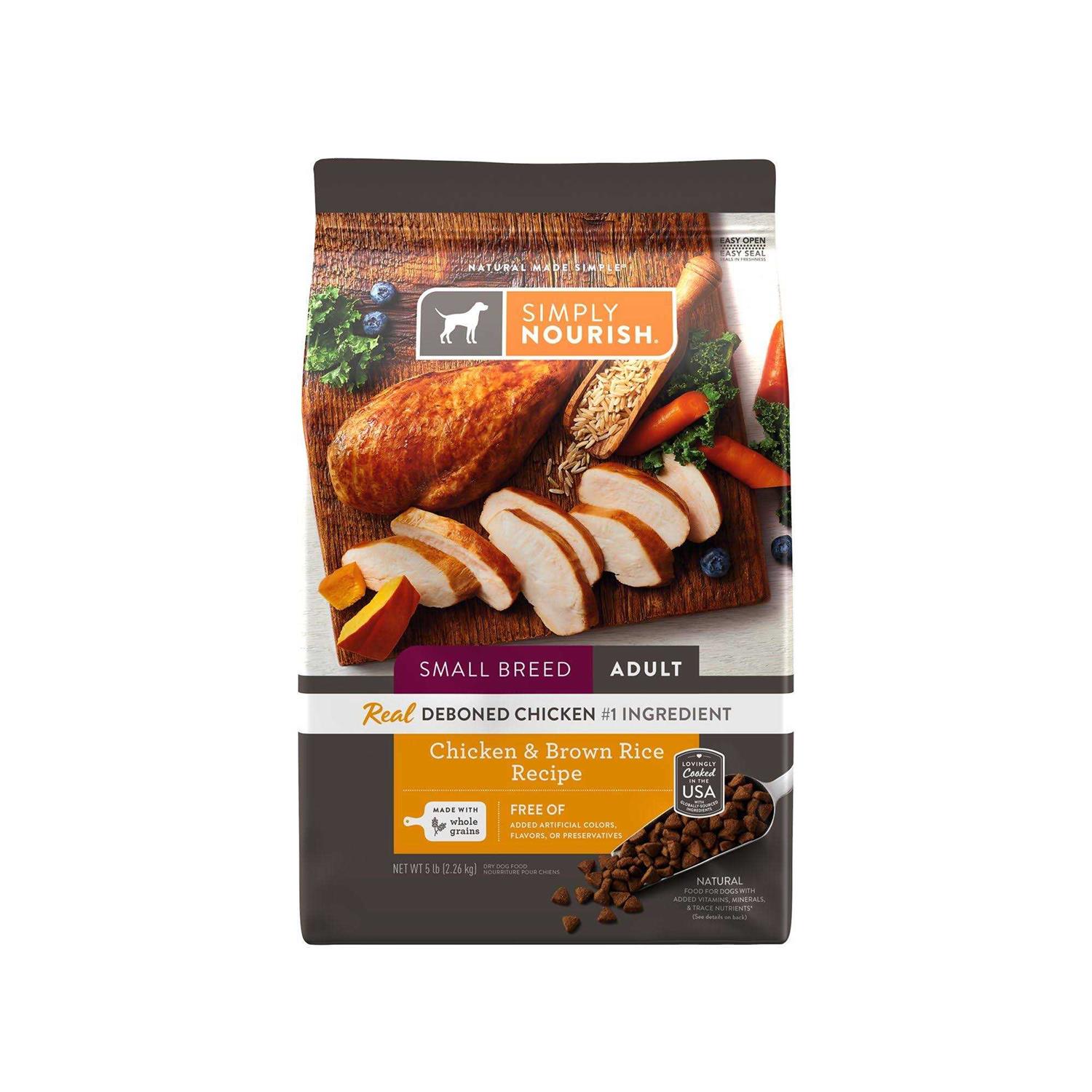 Simply Nourish Adult Dry Dog Food Natural Chicken and Brown Rice