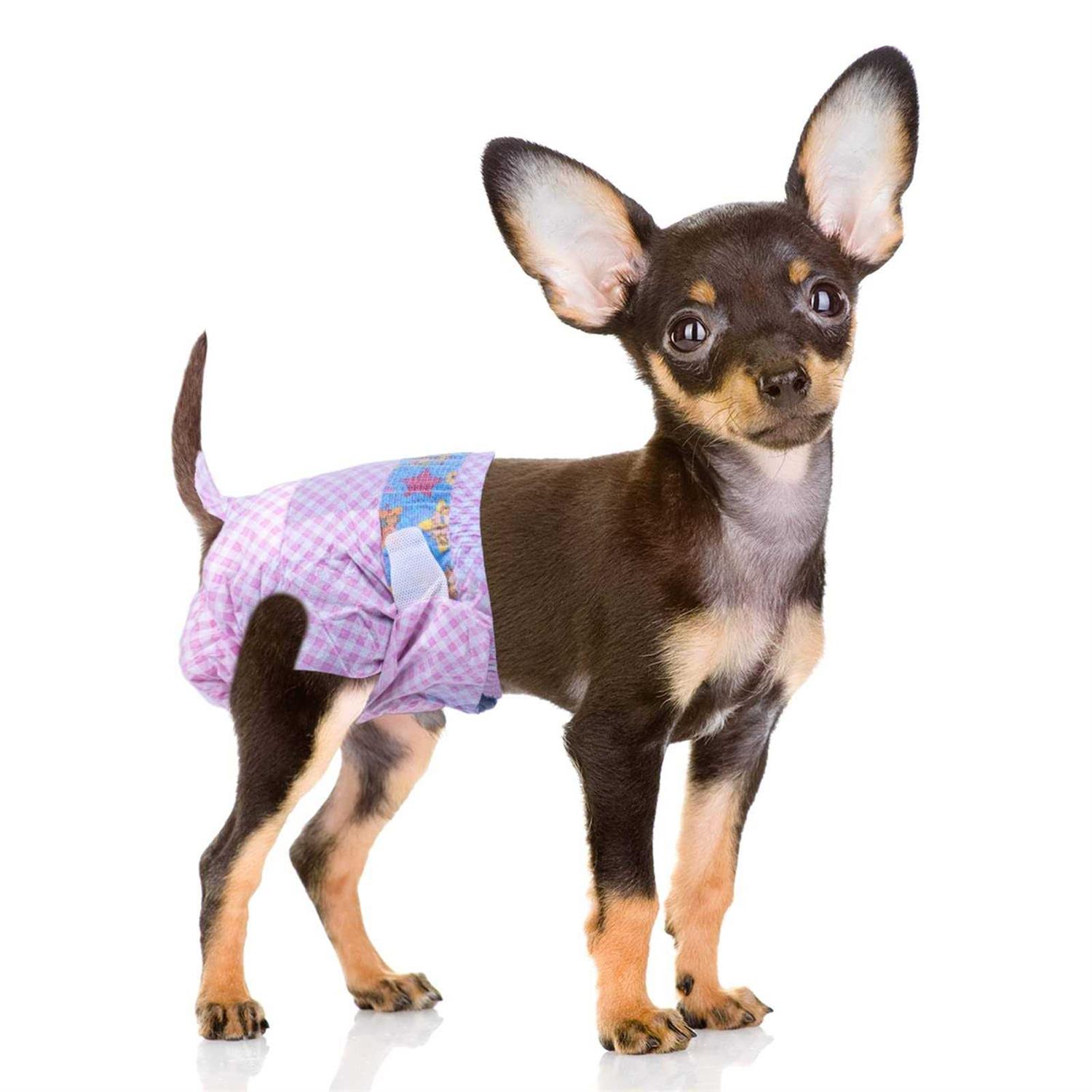 Flying Paws Disposable Female Dog Diapers, Puppy Diapers with Adjustable Elastic Waistline for Female Dog or Cat in Heat
