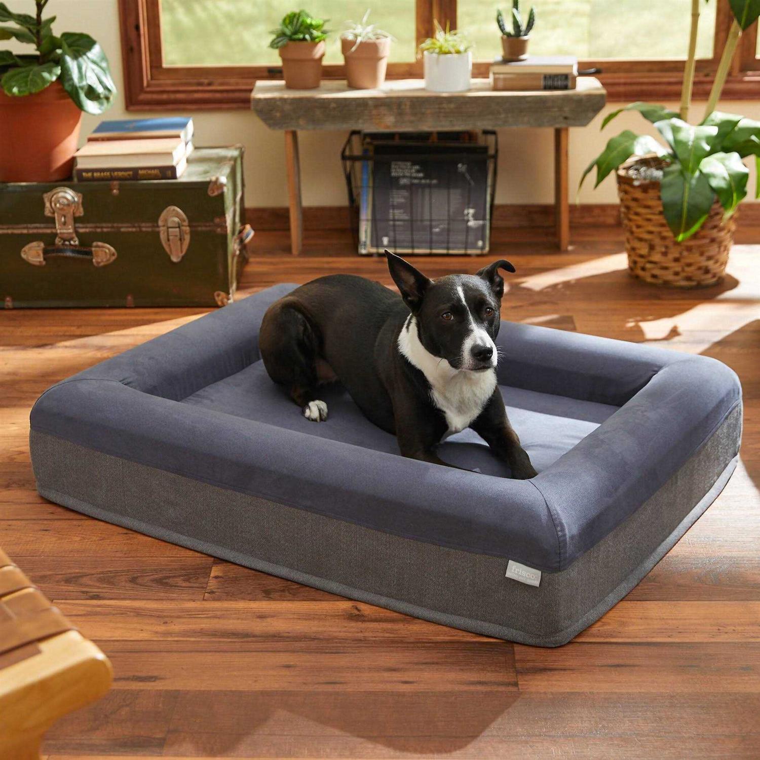Frisco Orthopedic Rectangular Bolster Cat Dog Bed w/Removable COVER
