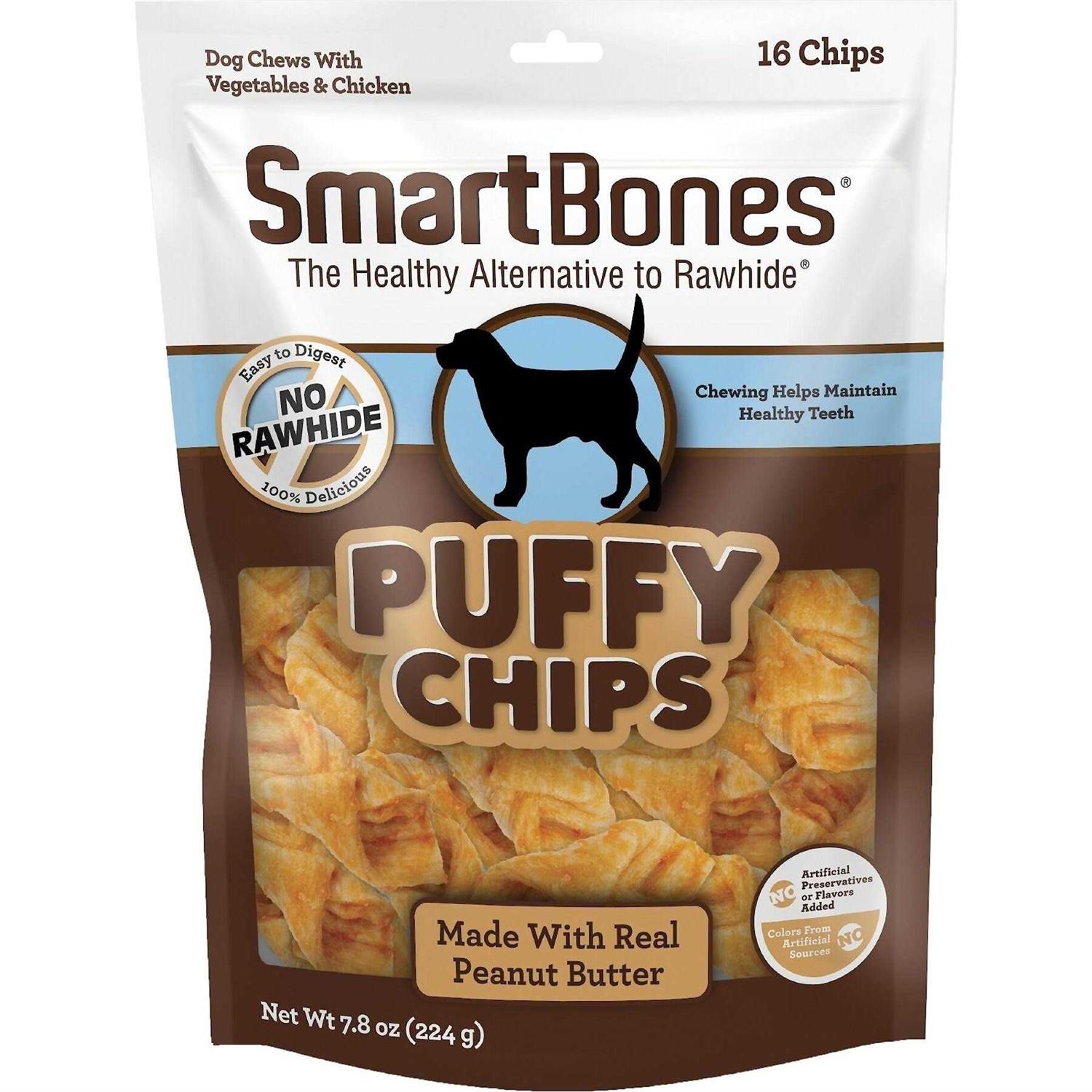SmartBones Puffy Chips Real Peanut Butter Dog Treats