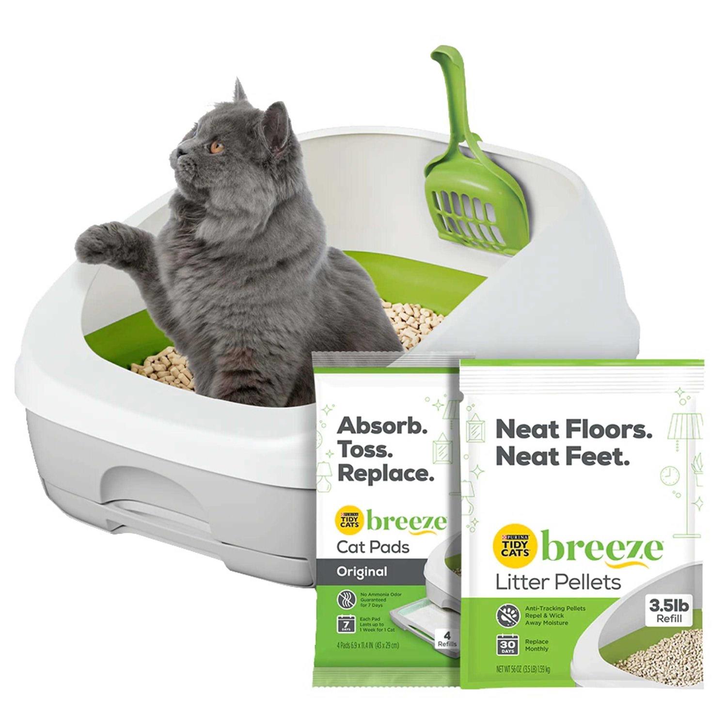 Purina Tidy Cats Litter Box System, Breeze System Starter Kit Litter Box, Litter Pellets & Pads, Size: 7.8 lbs
