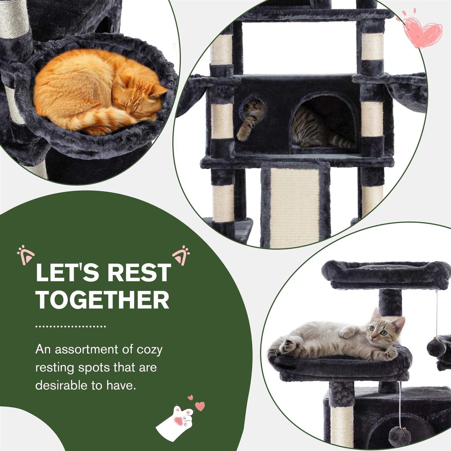 IMUsee 68 Inches Multi-Level Cat Tree for Large Cats/Big Cat Tower with Cat Condo/Cozy Plush Perches/Sisal Scratching